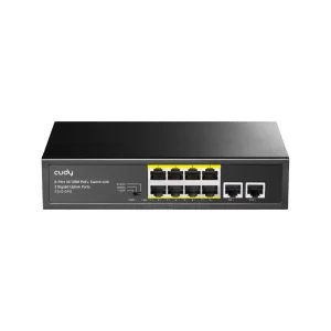 Switch POE+ de 8 Puertos 10/100M con 2 Puertos Uplink Gigabit 120W Cudy