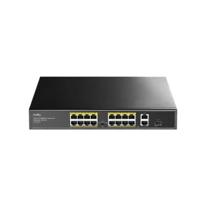 Switch POE+ de 16 Puertos 10/100M con 2 Uplink Gigabit y 1 Puerto SFP 200W - Cudy